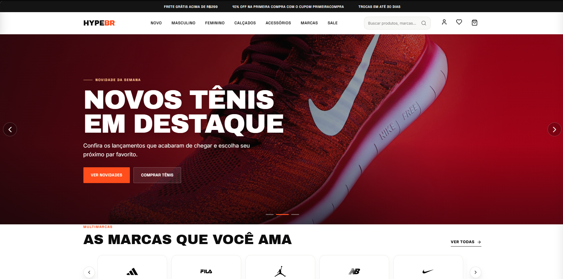 Prévia do site Hype BR