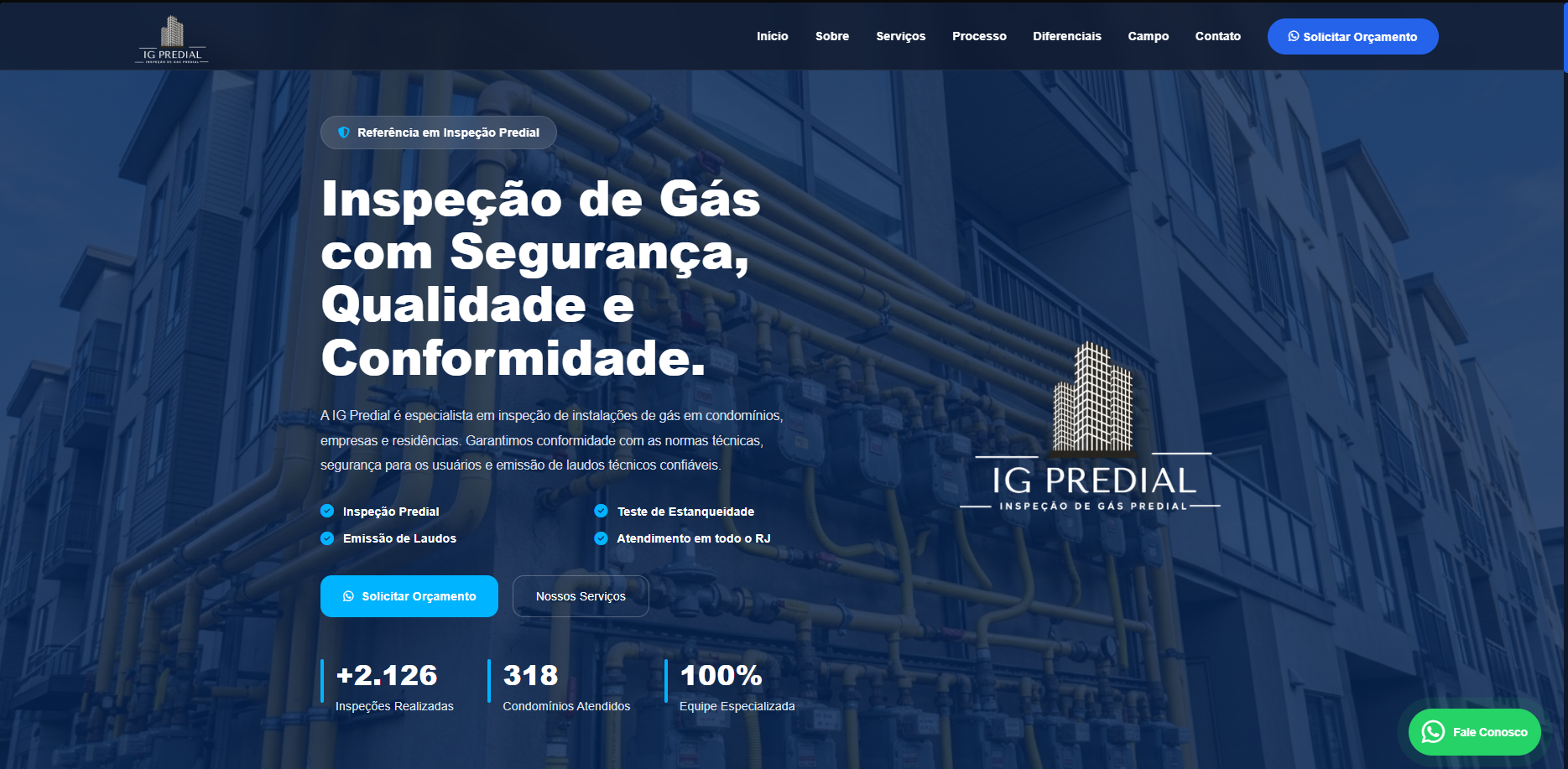 Página inicial do site IG Predial