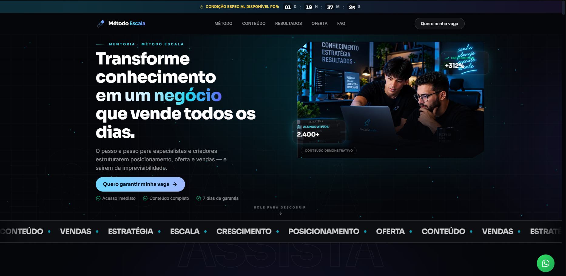 Prévia do site Método Escala